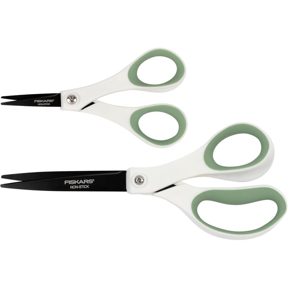 imageFiskars Everyday Fashion Scissors NonStick Stainless Steal Blades Forest Fern 2Pack 8 Inches and 5 Inches