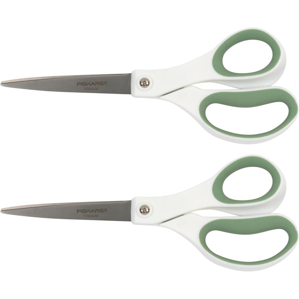 imageFiskars Everyday Softgrip Titanium Fashion Scissors 8quot  2pk  Forest Fern