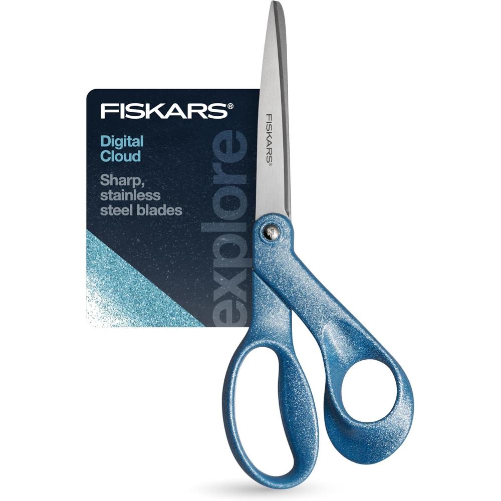 imageFiskars Explore Scissors Design Collection Glitter Digital Cloud 8 Inches