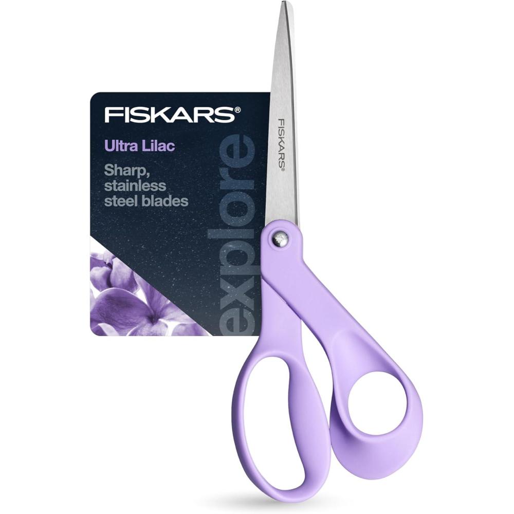 imageFiskars Ultra Lilac Scissors Explore Design Collection HighGrade Stainless Steel Blades and Ergonomic Handles for Arts and Crafts