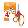 imageFiskars 5quot Softgrip LeftHanded PointedTip Scissors for Kids Ages 47 LeftHanded Scissors for School or Crafting Back to School Supplies Blue LightningRed Lightning