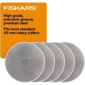 imageFiskars 45mm Rotary Blade 2Pack Replacement Blades for Rotary Cutters Precision Cutting for Quilting and Sewing5 Pack  Standard