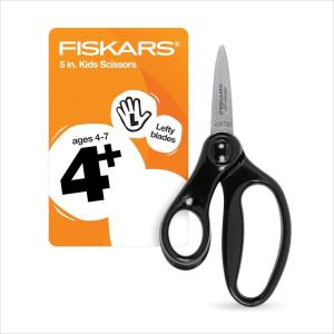 imageFiskars 5quot LeftHanded PointedTip Scissors for Kids Ages 47 Scissors for School or Crafting Back to School Supplies BlackBlack