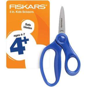 imageFiskars 5quot LeftHanded PointedTip Scissors for Kids Ages 47 Scissors for School or Crafting Back to School Supplies BlackBlue
