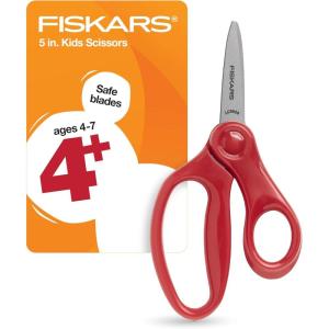 imageFiskars 5quot LeftHanded PointedTip Scissors for Kids Ages 47 Scissors for School or Crafting Back to School Supplies BlackRed