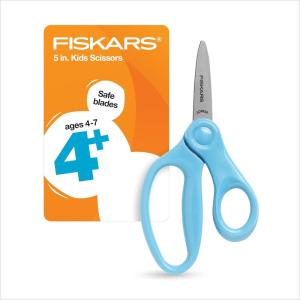 imageFiskars 5quot LeftHanded PointedTip Scissors for Kids Ages 47 Scissors for School or Crafting Back to School Supplies BlackTurquoise
