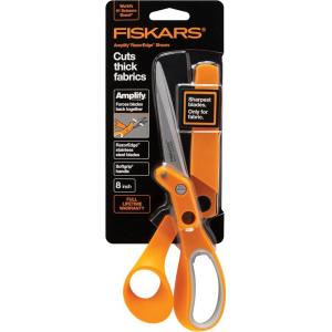 imageFiskars Amplify RazorEdge Fabric Shears Stainless Steel Blades For Thick Fabrics SoftGrip Handle 8inAmplify 8