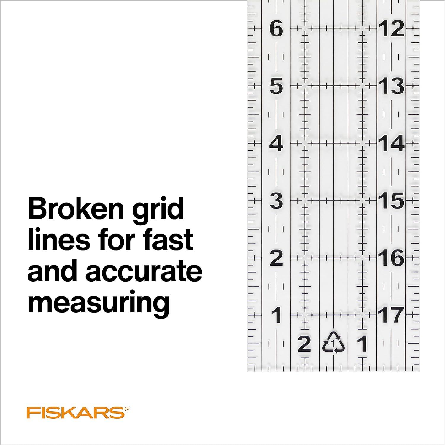 imageFiskars Sewing Ruler 3quot x 18quot Acrylic Ruler with Gridlines Sewing and Quilting Supplies Arts and Craft Supplies Clear3 x 18