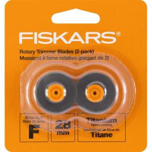 imageFiskars 28mm Replacement Titanium Rotary Cutter Blades 2Pack  Style F  Compatible with Fiskars 28mm Rotary Paper CuttersStyle F  Titanium  28mm