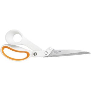 imageFiskars Easy Action 8quot Titanium Scissors  Stainless Steel Fabric and Mixed Media Scissors  Arts and Crafts  OrangeWhite10Inch