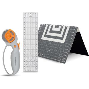 imageFiskars Loop Rotary Cutting Set Sewing Ruler 45mm Rotary Cutter Folding Cutting Mat for All Fabrics