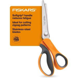 imageFiskars Petite Original OrangeHandled Scissors Crafting and Sewing Stainless Steel Scissors for Smaller Hands Ergonomic Handle Paper and Fabric Supplies for Office Arts and CraftsPinking Shears