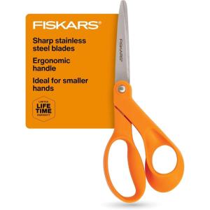 imageFiskars Petite Original OrangeHandled Scissors Crafting and Sewing Stainless Steel Scissors for Smaller Hands Ergonomic Handle Paper and Fabric Supplies for Office Arts and CraftsPetite OrangeHandled