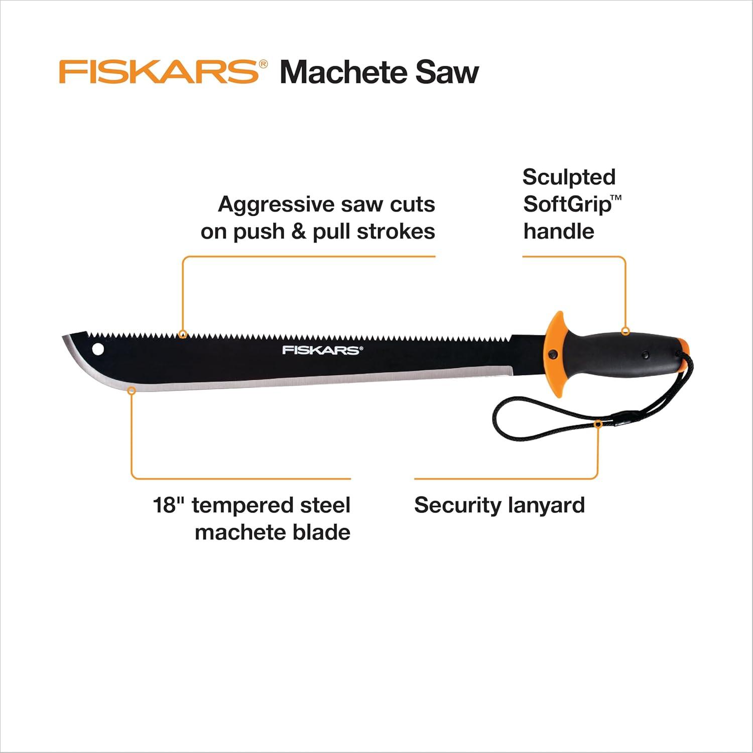 imageFiskars Machete Saw Gifts for Dad Tempered Steel Blade and Lanyard 18quot Black