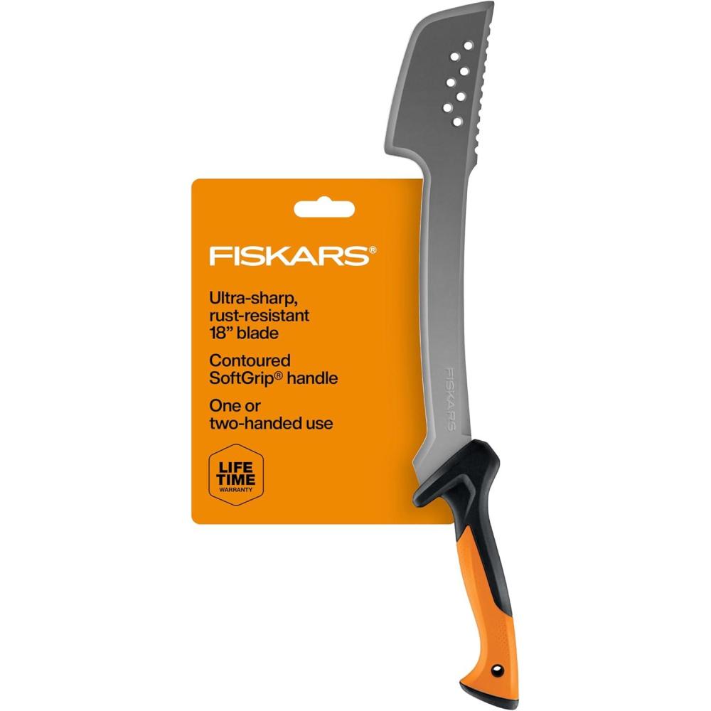 imageFiskars Machete Knife Machete For Cutting Trees Heavy Duty 18Inch Bushcraft Axe Branch Cutter with RustResistant and LowFriction Blade Coating and Nylon Sheath