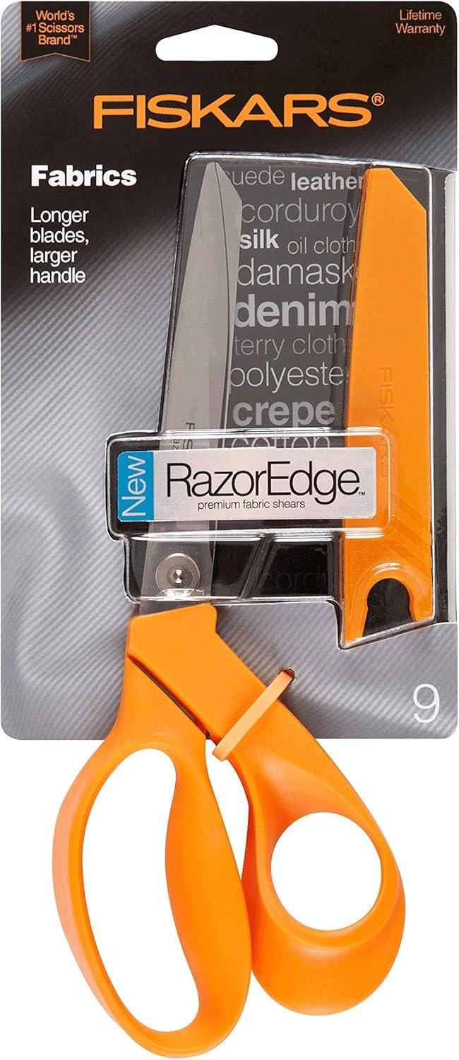 imageFiskars RazorEdge Fabric Scissors  9quot Heavy Duty Fabric Shears with Ergonomic Handle  OrangeOrange