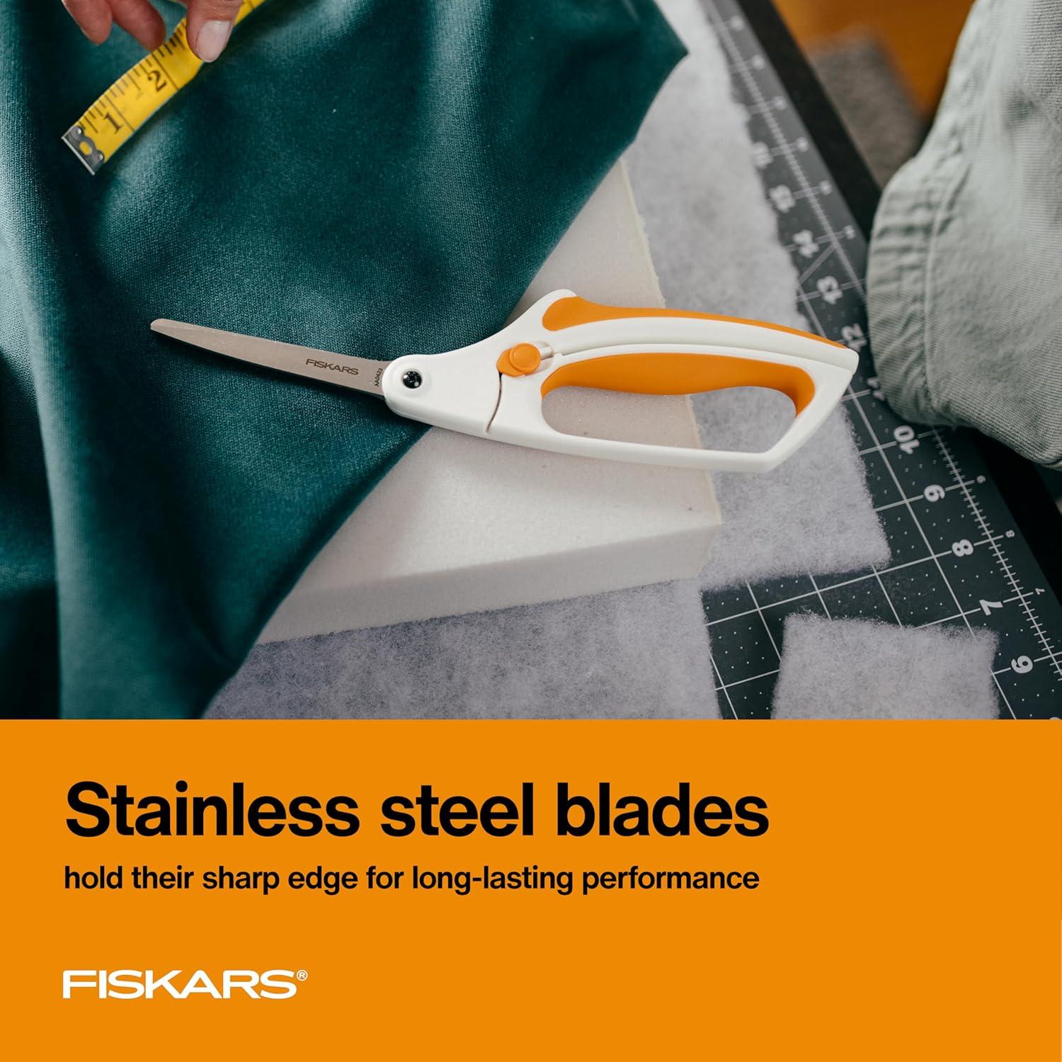 imageFiskars RazorEdge Fabric Scissors  9quot Heavy Duty Fabric Shears with Ergonomic Handle  OrangeStainless Steel