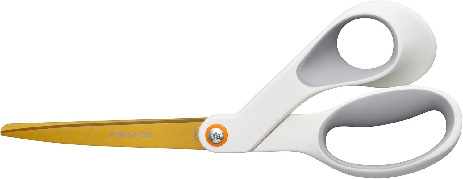 imageFiskars RazorEdge Fabric Scissors  9quot Heavy Duty Fabric Shears with Ergonomic Handle  OrangeTitanium