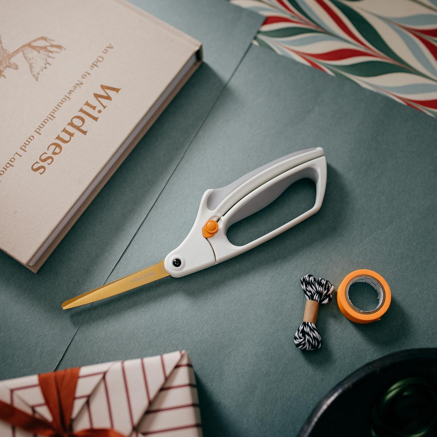 imageFiskars RazorEdge Fabric Scissors  9quot Heavy Duty Fabric Shears with Ergonomic Handle  OrangeTitanium