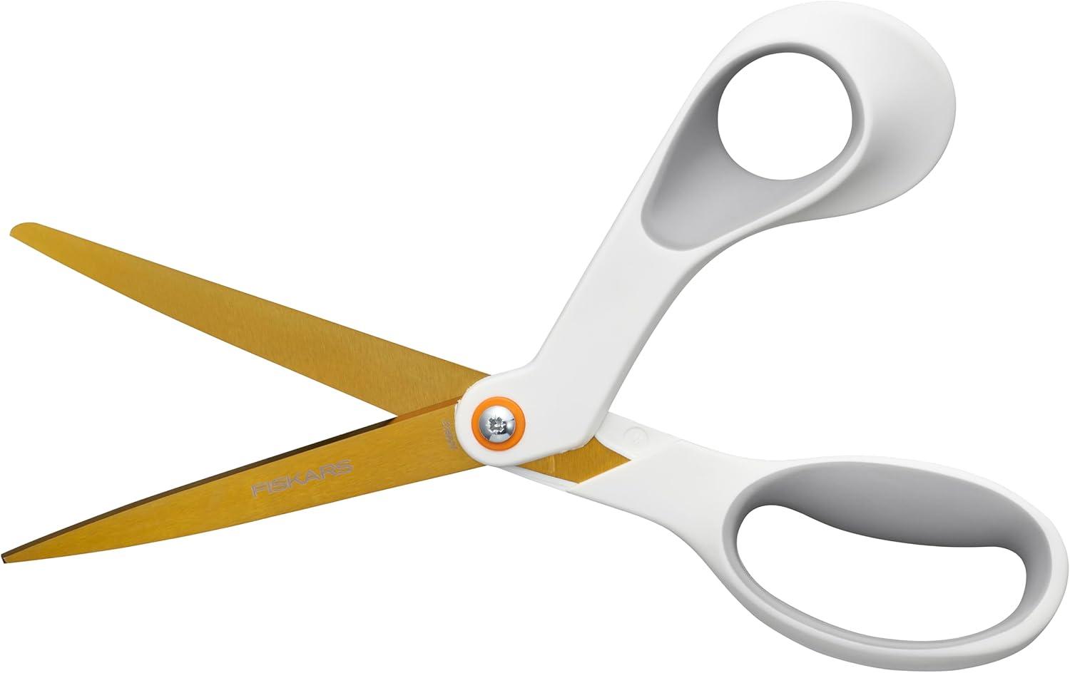 imageFiskars RazorEdge Fabric Scissors  9quot Heavy Duty Fabric Shears with Ergonomic Handle  OrangeTitanium