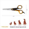 imageFiskars Pet Blending Scissors Dog and Cat Grooming Scissors Serrated Teeth for Thinning ampamp SoftGrip Handle 65 OrangeBlack
