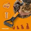 imageFiskars Pet Dematting Rake Cat ampamp Dog Comb WideSpaced Curved Teeth ampamp SoftGrip Handle for Easy Dematting 675 OrangeBlack