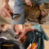 imageFiskars Pet Dematting Rake Cat ampamp Dog Comb WideSpaced Curved Teeth ampamp SoftGrip Handle for Easy Dematting 675 OrangeBlack