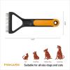 imageFiskars Pet Dematting Rake Cat ampamp Dog Comb WideSpaced Curved Teeth ampamp SoftGrip Handle for Easy Dematting 675 OrangeBlack