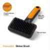 imageFiskars Pet Massage Brush Cat and Dog Brush Flexible Silicone Bristles ampamp SoftGrip Handle for Gentle Deshedding 65 OrangeBlack