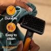 imageFiskars Pet Massage Brush Cat and Dog Brush Flexible Silicone Bristles ampamp SoftGrip Handle for Gentle Deshedding 65 OrangeBlack