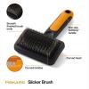imageFiskars Pet Slicker Brush Cat and Dog Brush for Shedding Fine Bristles ampamp SoftGrip Handle for Gentle Grooming 65 OrangeBlack