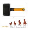 imageFiskars Pet Slicker Brush Cat and Dog Brush for Shedding Fine Bristles ampamp SoftGrip Handle for Gentle Grooming 65 OrangeBlack