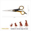 imageFiskars Pet Trimming Scissors Dog ampamp Cat Grooming Scissors Precision Stainless Steel Blades ampamp SoftGrip Handle 675 OrangeBlack