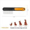 imageFiskars Pet Wide Tooth Comb Cat ampamp Dog Comb WideSpaced Rounded Teeth ampamp SoftGrip Handle for Gentle Detangling 7 OrangeBlack