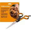 imageFiskars Pet Trimming Scissors Dog ampamp Cat Grooming Scissors Precision Stainless Steel Blades ampamp SoftGrip Handle 675 OrangeBlack
