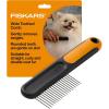 imageFiskars Pet Wide Tooth Comb Cat ampamp Dog Comb WideSpaced Rounded Teeth ampamp SoftGrip Handle for Gentle Detangling 7 OrangeBlack