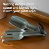 imageFiskars 3Piece Cultivating Tool Set Stainless Steel Trowel Scoop ampamp Cultivator with SpaceSaving Nesting Design