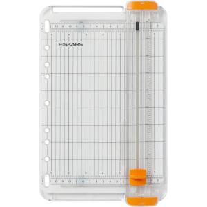 imageFiskars SureCut Portable Paper Trimmer 9 Cut Length for Cardstock and Photos Fits in 3Ring Binder for Travel 10 Sheet Cutting Capacity 9 Rail Orange