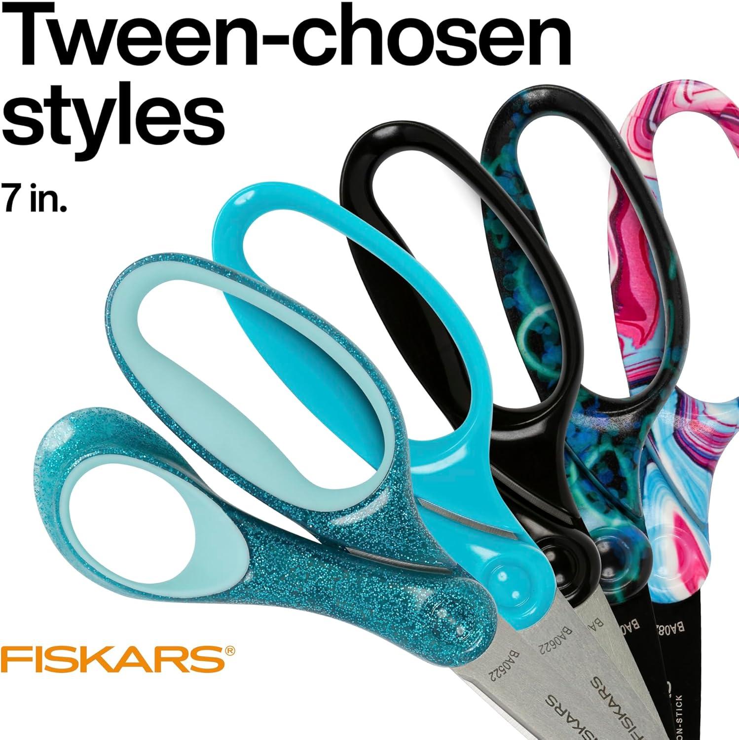 imageFiskars 7 Student Scissors for Kids Ages 1214 Scissors for School or Crafting Back to School Supplies Colors May Vary