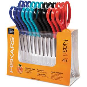 imageFiskars 194300 Back to School Supplies Kids Scissors Pointedtip Bulk 5 Inch 12 Pack Assorted ColorsPointedTip Pack of 12
