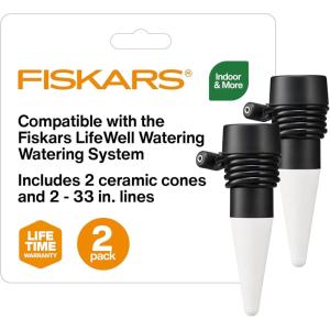 imageFiskars LifeWell Watering Cone Set 2Pack AddOn for LifeWell Watering System Ceramic Cones with 33 Hose