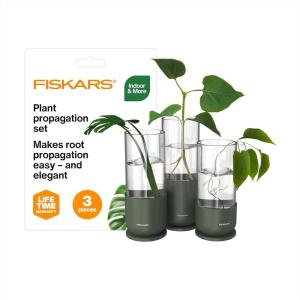 imageFiskars Plant Propagation Set 3 Pieces  Decorative Glass Propagation Vases with Metal Bases for Rooting Plant Cuttings and Hydroponic Displays