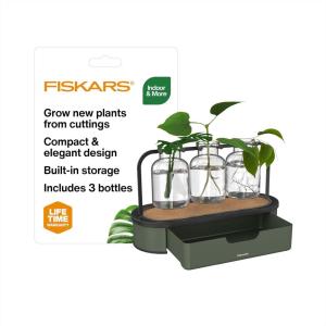 imageFiskars Plant Propagation Station  MultiFlute Glass Propagation Stand with Metal Base Ideal for Rooting Multiple Plant Cuttings and Hydroponic Decor