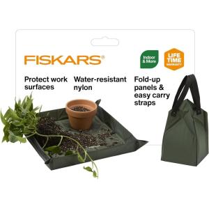 imageFiskars Planting Mat for Indoor Gardening  Foldable Repotting Mat and Potting Tray with SnapUp Sides Durable WaterResistant Nylon 175 x 175
