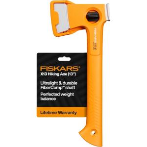imageFiskars X13 Ultralight Axe 13 Improved Blade Design Perfect for Camping amp Backpacking Balanced Forged Steel Blade ShockAbsorbing Lightweight FiberComp Handle Orange