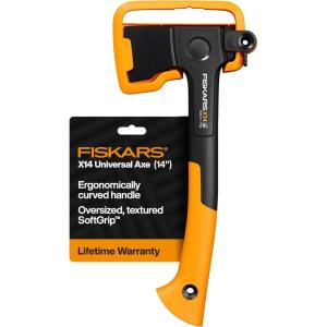 imageFiskars X14 Universal Axe 14 Small Hatchet Kindling amp Yard Work DoubleHardened Forged Steel Ergonomic Curved Handle Large Textured Grip ShockAbsorbing Lightweight FiberComp