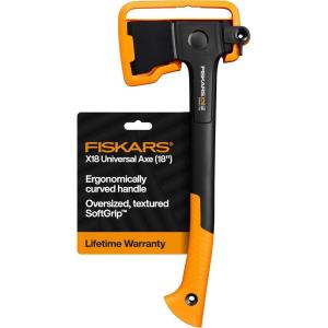 imageFiskars X18 Universal Axe 18 Advanced Blade Design Ergonomic Curved Handle Camping Hatchet Kindling Splitter DoubleHardened Forged Steel ShockAbsorbing Lightweight FiberComp
