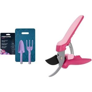 imageBundle of Fiskars 3Piece Gardening Set FiberComp Trowel amp Cultivator DualLayer Knee Pad  Fiskars Floral Pruning Shears Plant Cutting Scissors for Deadheading Rose Petal Pink