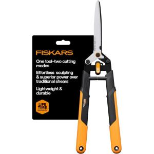 imageFiskars DualAction Hedge Shears 2in1 Fast Trimming amp PowerCut Hedge Trimmer PrecisionGround Steel Blades for Clean Cuts ShockAbsorbing Bumpers amp SoftGrip Handles for Comfort25 2in1